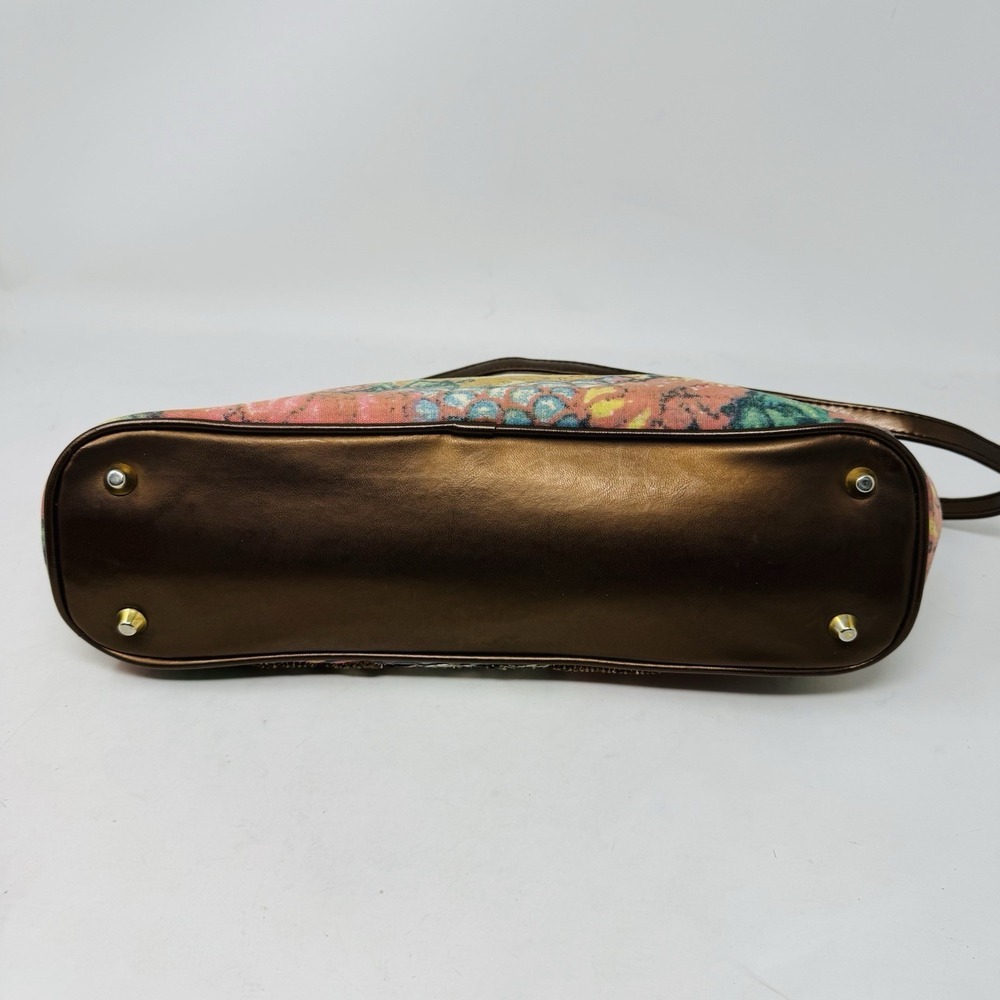 Vintage Prezzo Boho Multicolor Beaded Bling Fabric Shoulder Handbag Brown Beige - Picture 6 of 13